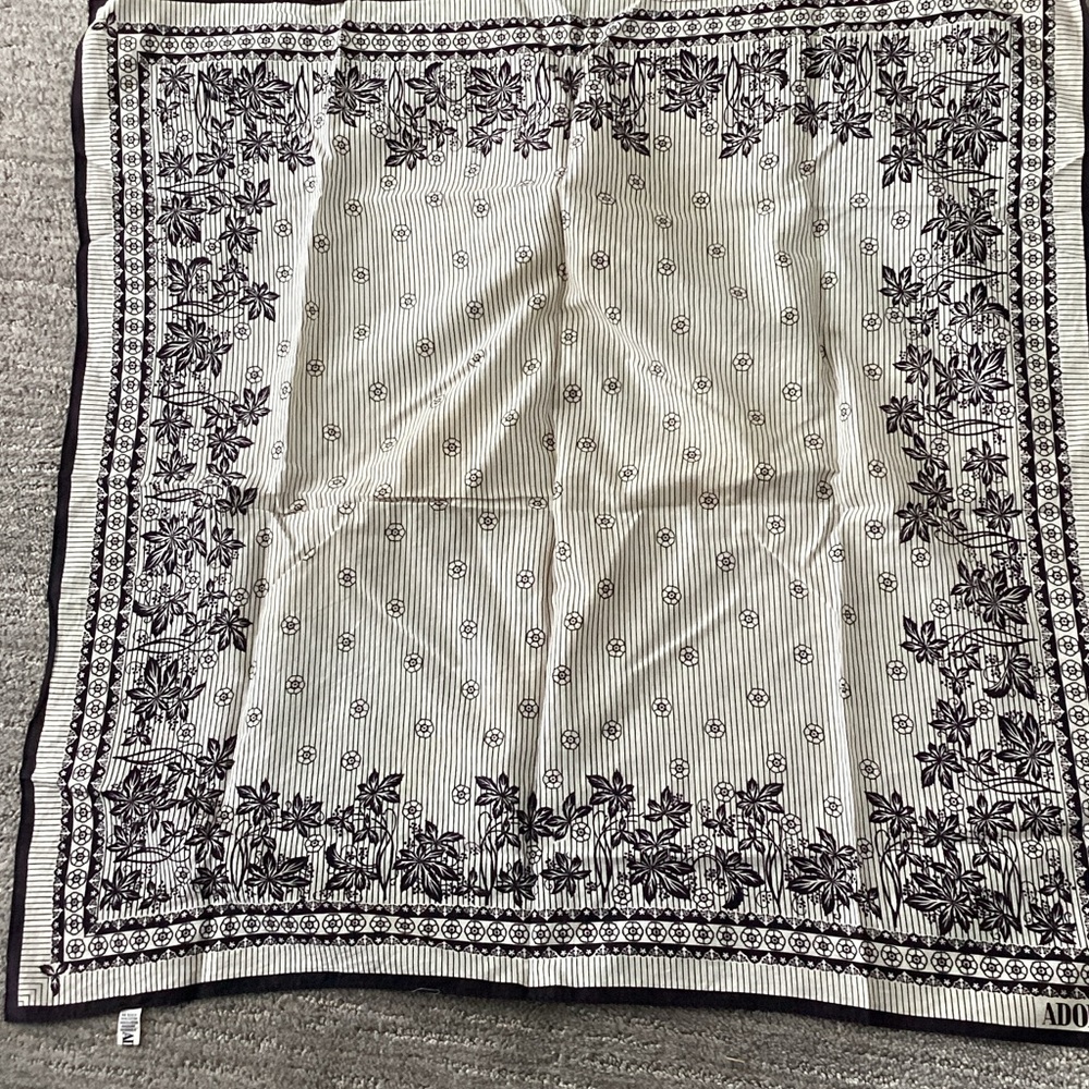Adolfo Monochrome Botanical Print Scarf